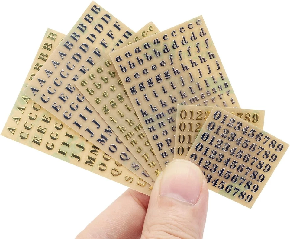 6 Sheets Small 0.12 inch Alphabet Number Stickers Mini Letters Stickers Glitt... - Image 1 of 4