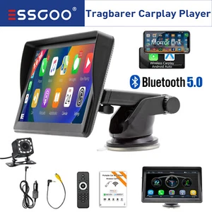7 Zoll Tragbar Monitor Autoradio Carplay Android Auto USB BT FM +Rückfahrkamera - Bild 1 von 15