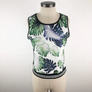 Leaf Printed Sleeveless Cropped Top Size Small Tropical Print Crop Top - Picture 1 of 9
