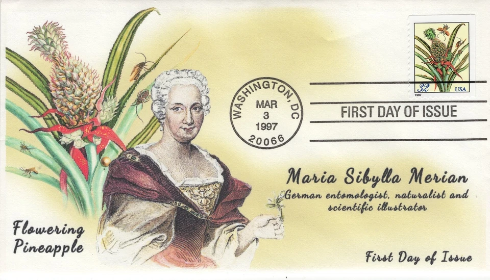 AO-3129, 1997, Maria Merian Prints, First Day Cover, Add-on Cachet, Standard Pos - Image 1 of 1