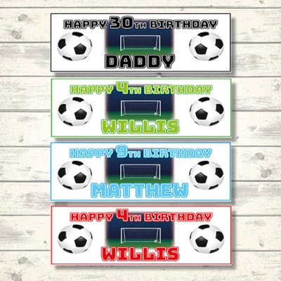5 STAR BANNERS 2 PERSONALISED 800 x 297mm FOOTBALL BIRTHDAY BANNERS - ANY NAME/AGE/MESSAGE