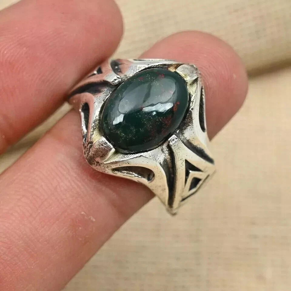 Anillo de joyería de piedras preciosas de sangre anillo de plata de ley 925 para hombre todas las tallas D66 Foto 1 de 4
