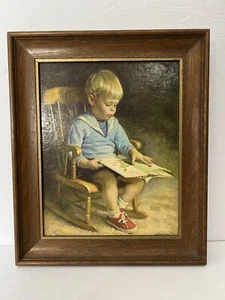 VTG Ingwerson Framed "Gary" Reofect Textrued Oil Reproduction 12" x 10" Nursery - Picture 1 of 10