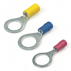 Insulated Ring Crimp Terminals Electrical Cable Connector Red Blue Yellow - Picture 1 of 14