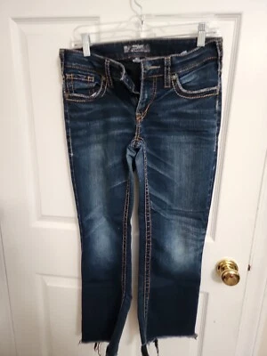 Silver Jeans Mujer Elyse Mid Slim Bota Talla W29/L31 Líquido Denim Bordado Foto 1 de 4