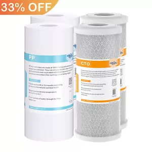4 Pack 10"x4.5" Activated CTO Carbon Block Sediment Water Filter Whole House Set - Picture 1 of 12