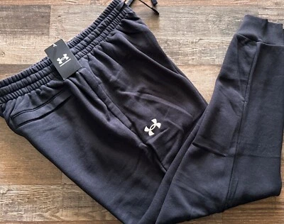 Pantalones de chándal grandes Under Armour L negros/blancos de vellón rival para hombre nuevos con etiquetas Foto 1 de 2