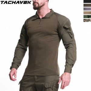 Airsoft Mens Tactical Shirt US Army Military T-Shirt Hunting Combat Camo Casual - Picture 1 of 28