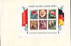 W GERMANY DDR 0144a FDC KARL MARX RARE SOUVENIR SHEET FIRST DAY COVER