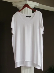 TAHARI White V-Neck Short Sleeve High-Lo Hem Tunic Top Shirt Size 2X NWT - Picture 1 of 2