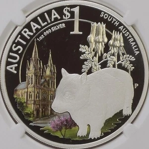 AUSTRALIA. 2010, Dollar, Silver - NGC PF69 - South Australia, Wombat RARE - Picture 1 of 6
