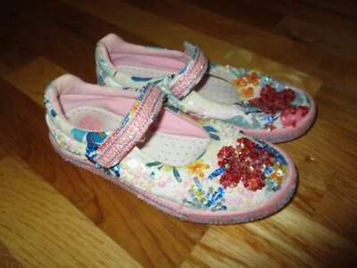 Niñas Lelli Kelly Rosa Floral Lentejuelas Bling Zapatos Talla 33 EE. UU. 2-2,5 Foto 1 de 4
