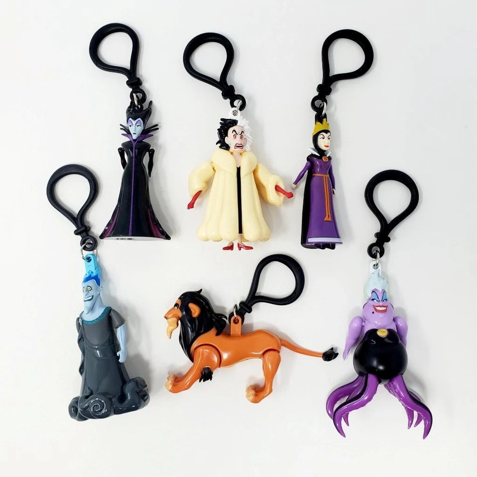 Disney's Villains Chibi In Motion - Conjunto completo de 6 penduradores clip-on - Imagem 1 de 1