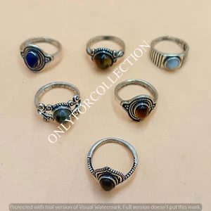 Sale Garnet & Mix Gemstone 925 Sterling Silver Plated Casting Rings Lot 10pcs - Picture 1 of 6