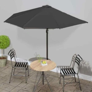 Balkon-Sonnenschirm mit Alu-Mast Anthrazit 300x155 cm Halbrund - Bild 1 von 13