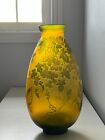 Grand vase en verre camée vintage Emile Galle