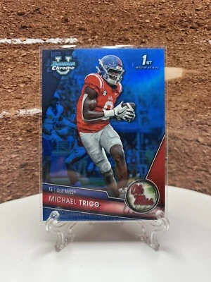 2023 BOWMAN CHROME UNIVERSITY 1ST Blue Refractor MICHAEL TRIGG /199 - Ole Miss - Image 1 of 2
