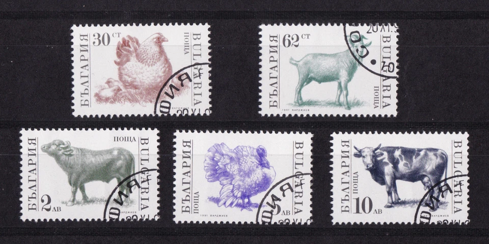 BULGARIE  série animaux de la ferme  poule vache bouc dindon taureau  1991 - Photo 1/1