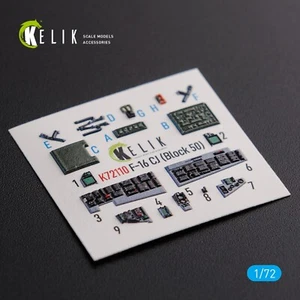 Calcomanías 3D interiores F-16 CJ (Bloque 50) para kit Tamiya escala 1:72 KeliK K72110 - Imagen 1 de 8