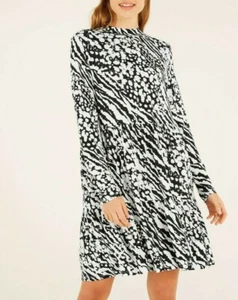 *F&F* Non-Print Tiered Dress, In Black & White / Size UK 12 - Picture 1 of 1