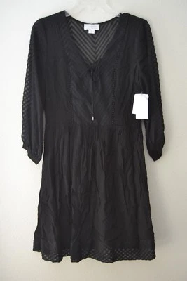 Jessica Simpson Womens Embroidered Chiffon Fit & Flare Dress, Black Sz 6 NWT - image 1 of 4
