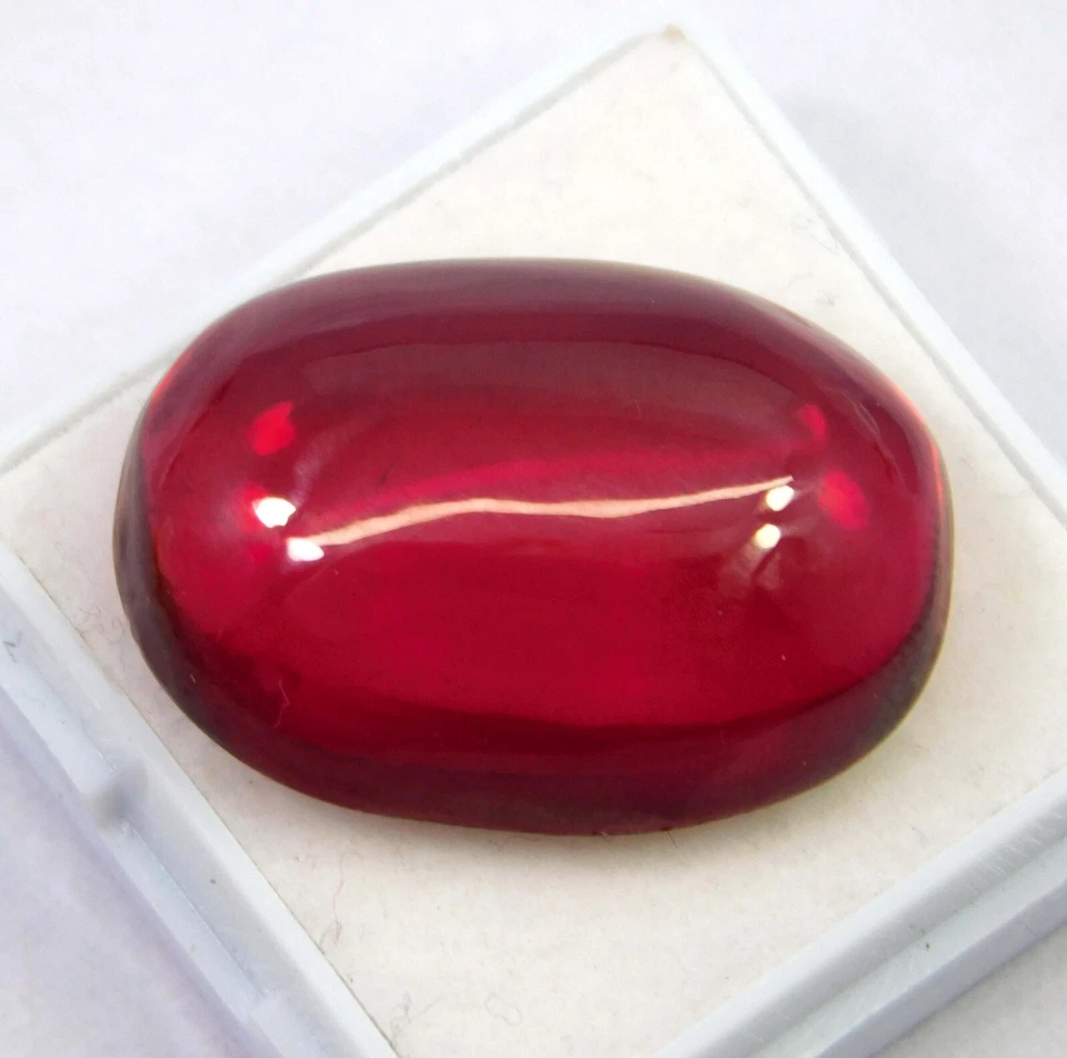 Certified 45.15 Ct Natural Burma Red Ruby Oval Cabochon Cut Loose Gemstone - Image 1 of 4