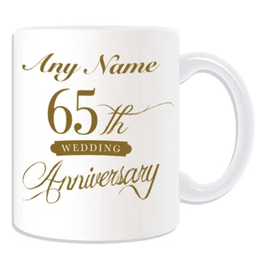 Personalisiertes Geschenk 65 Jahrestag Tasse Tasse Hochzeit Hochzeit Name Text Ihn Sie - Bild 1 von 18