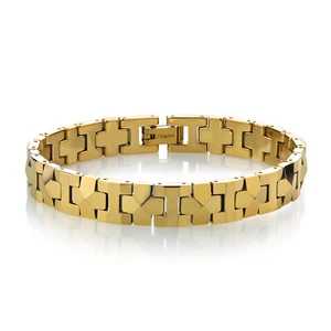 NEW Gold IP Plated Tungsten Carbide "Pyramid" Bracelet - Picture 1 of 1