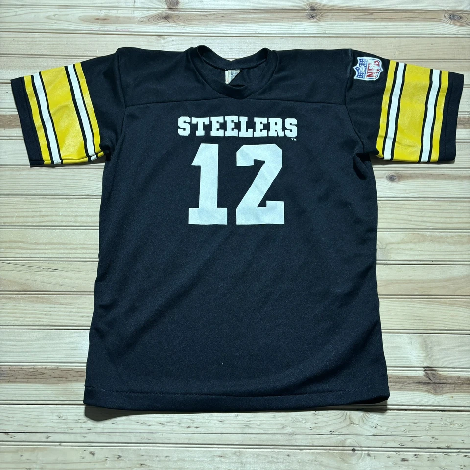 Camiseta Vintage Terry Bradshaw #12 Pittsburgh Steelers NFL Tamanho Grande Rawlings - Imagem 1 de 4