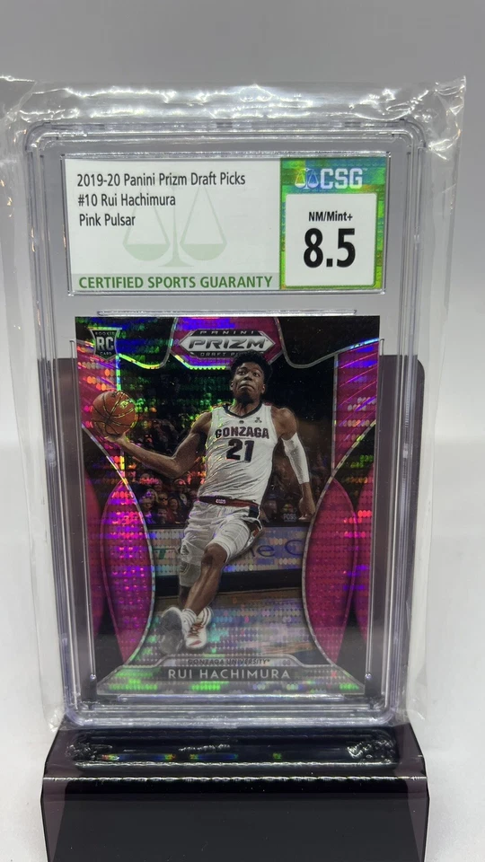 2019-20 Panini Prizm #10 Rui Hachimura CSG 8.5 Pink Pulsar Basketball - Image 1 of 2