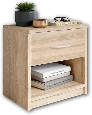 Comodino in legno color bianco con cassetto Elegante arredo per la camera letto - Immagine 1 di 4