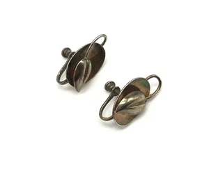 Pendientes vintage de plata de ley 925 con hoja atornillada - Imagen 1 de 7
