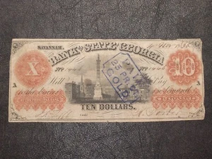 Bank of the State of Georgia SAVANNAH $10 HAXBY G6A VF+ 11-4-1856 bella banconota! - Foto 1 di 2