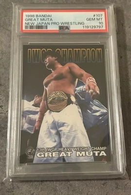Tarjeta de campeón Bandai NJPW Great Muta #107 1998 PSA 10 gemas como nueva Pop 2 IWGP Foto 1 de 2