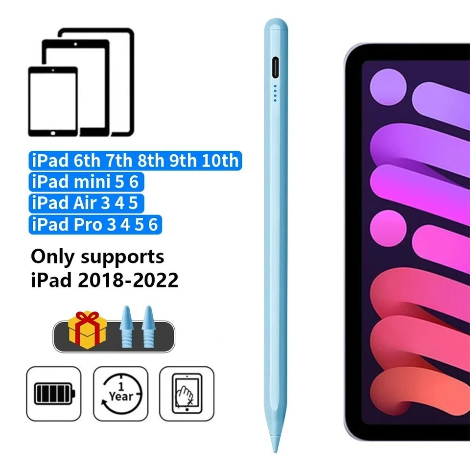 Lápiz óptico para Apple iPad con indicador LED palma rechazo lápiz táctil Foto 1 de 4