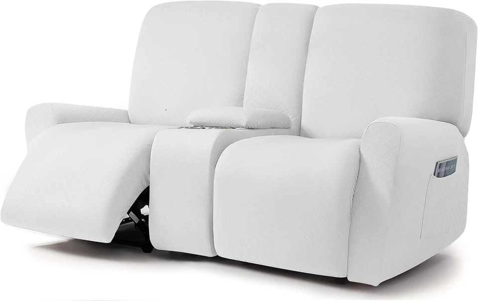 Sofá loveseat reclinable de diseño jacquard cuadrado con funda para consola central, 8-P... Foto 1 de 4