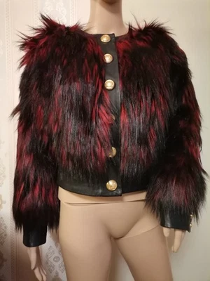 BALMAIN x H&M Fell Lederjacke NEU XS 34/36 Jacke BNWT Fake Fur PELZ Jacket  COAT - Bild 1 von 4