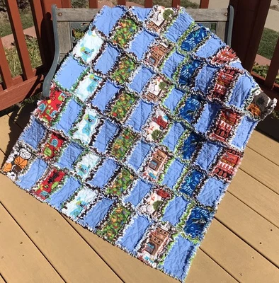 RAG QUILT Batman TMNT Camiones de Bomberos Bolas y Más Edredones Hecho a Mano en EE. UU. #211 Foto 1 de 4