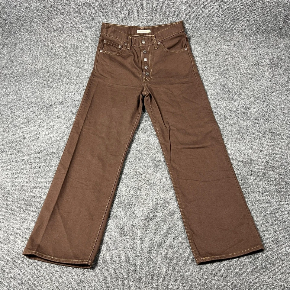Женские джинсы Levis 27 коричневые с грудной клеткой прямые до лодыжки с высоким подъемом на пуговицах - Изображение 1 из 4