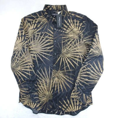 Camisa de vestir Kenneth Cole de manga larga para hombre estampado de hojas tropicales talla grande nueva con etiquetas Foto 1 de 4