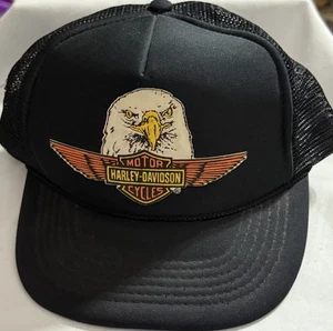 Cappello camionista motociclista vintage anni 80 uomo Harley Davidson patch maglia aquila snapback - Foto 1 di 6