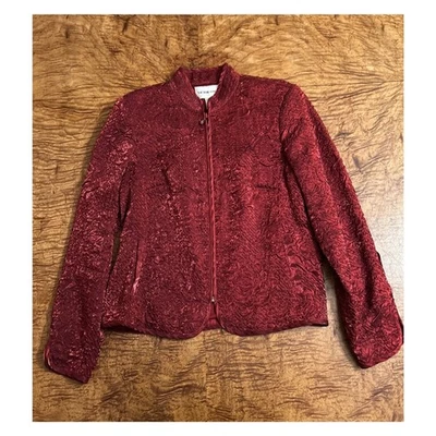 Chaqueta Victor Costa Roja Arrugada Ligera - Mujer Talla 12 - Cremallera Noche Evento Cóctel Foto 1 de 4