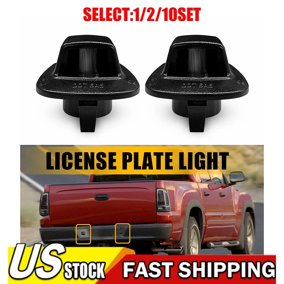 Black Rear Bumper Tag Light License Plate Lamp Cover Fit 97-11 Dodge Dakota 1~10 - Image 1 of 4