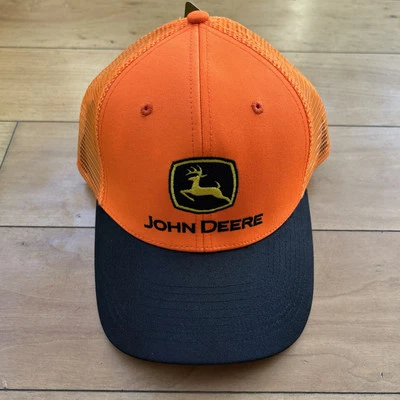 NUEVO CON ETIQUETAS John Deere Hombres Snapback Sombrero Malla Camionero Gorra Tecnología Naranja y Negro NUEVO Foto 1 de 4