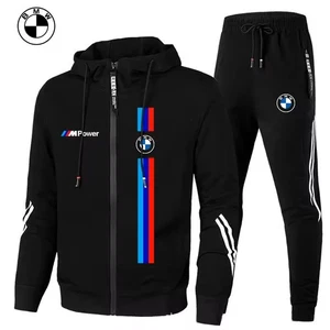 BMW Printed Zipper Cardigan Hooded Tracksuit Set  - Picture 1 of 10