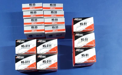 15 NEW HiTEC Servo Bundle HS-55 Feather HS-311 Standard HS-81 Micro RC Airplane - Image 1 of 4