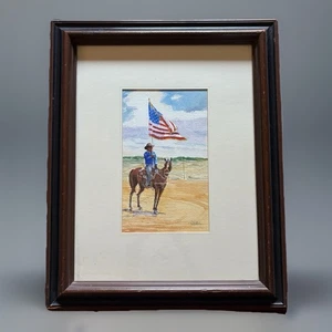 Pintura acuarela original Patriot Western firmada por Gary Yazzie - Imagen 1 de 12