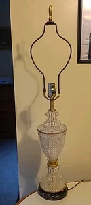 VTG Lead Crystal Cut Glass Table Lamp with Marble Base West Germany (L28) - Picture 1 of 23