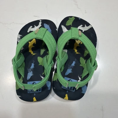 Sandalias chanclas Reef para niños pequeños talla 5 azul y verde excelente estado Foto 1 de 4