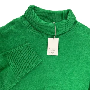 Suéter de cuello alto verde A New Day para mujer talla mediana tejido acanalado NUEVO - Imagen 1 de 8